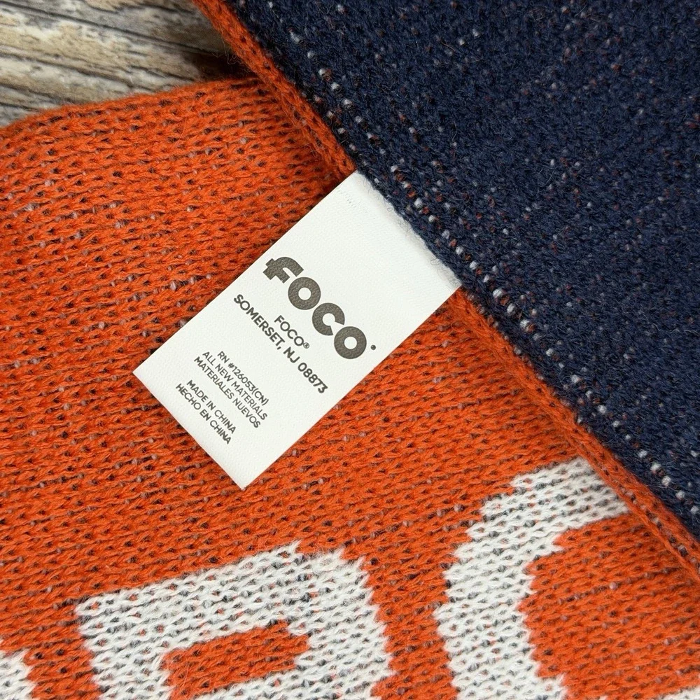 Denver Broncos FOCO Knit‎ Scarf Orange Reversible NFL Team Logo Fringe Winter